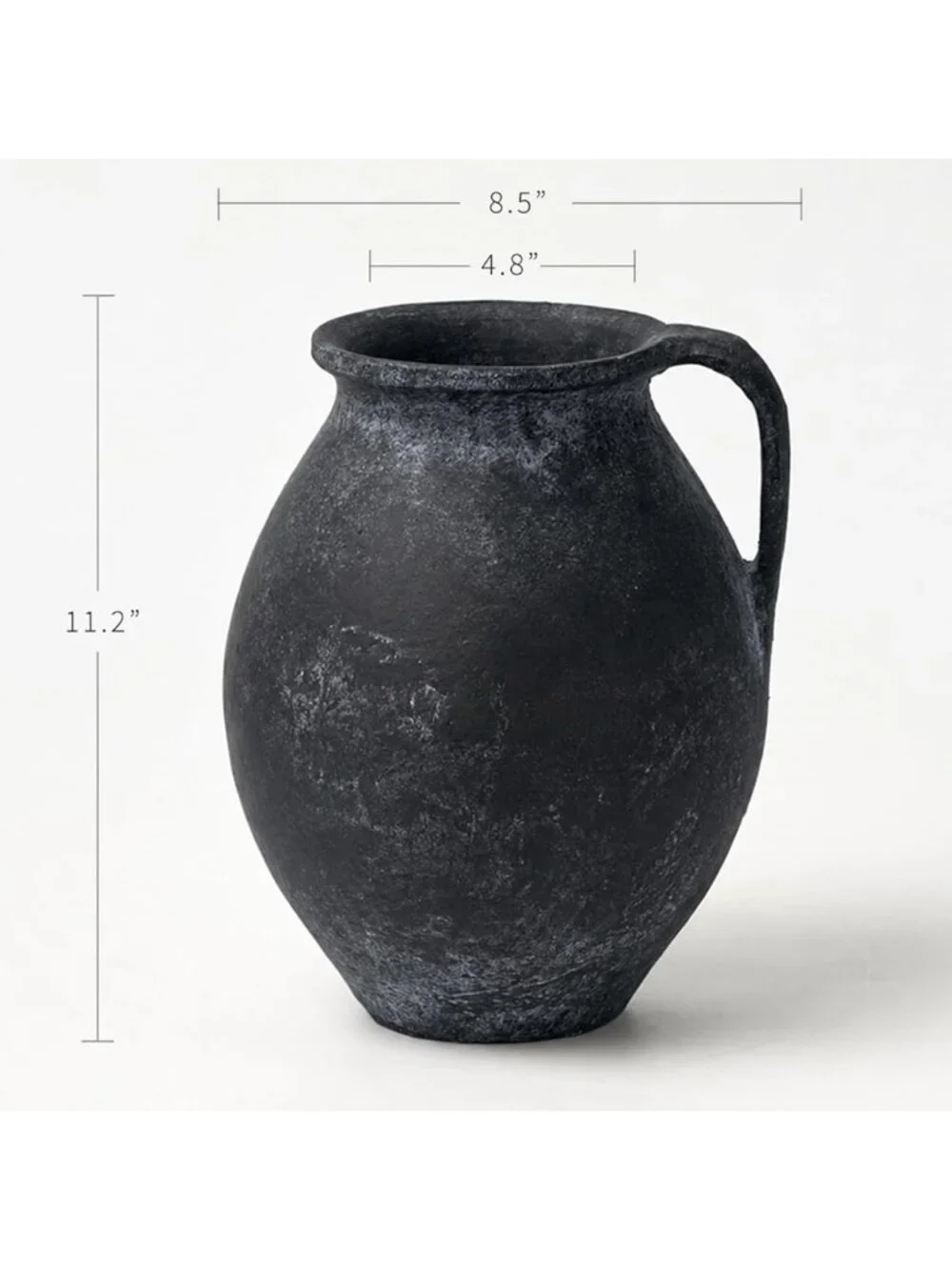 Large Black Ceramic Zen Vase 11.2” | Distressed Farmhouse Decor & Pottery